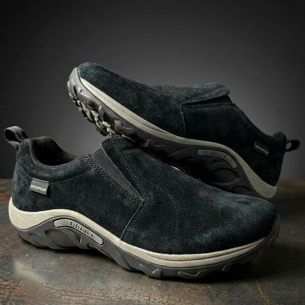 Merrell Slip On Moc Kids Shoes 5 Sneakers Waterproof Suede Black Jungle Frosty